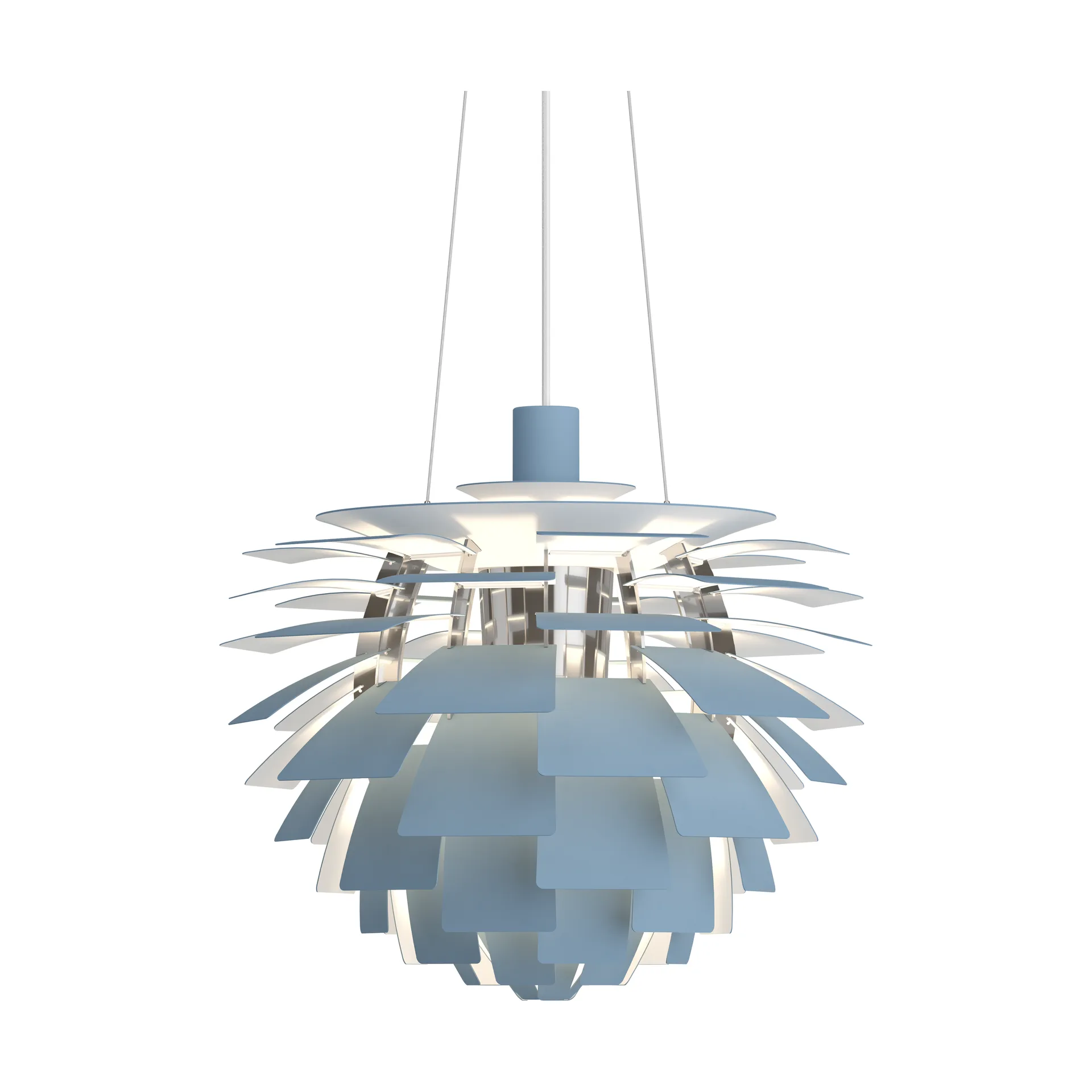 Lámpara colgante PH Artichoke Ø48 cm, Dusty blue-high lustre chrome plated Louis Poulsen