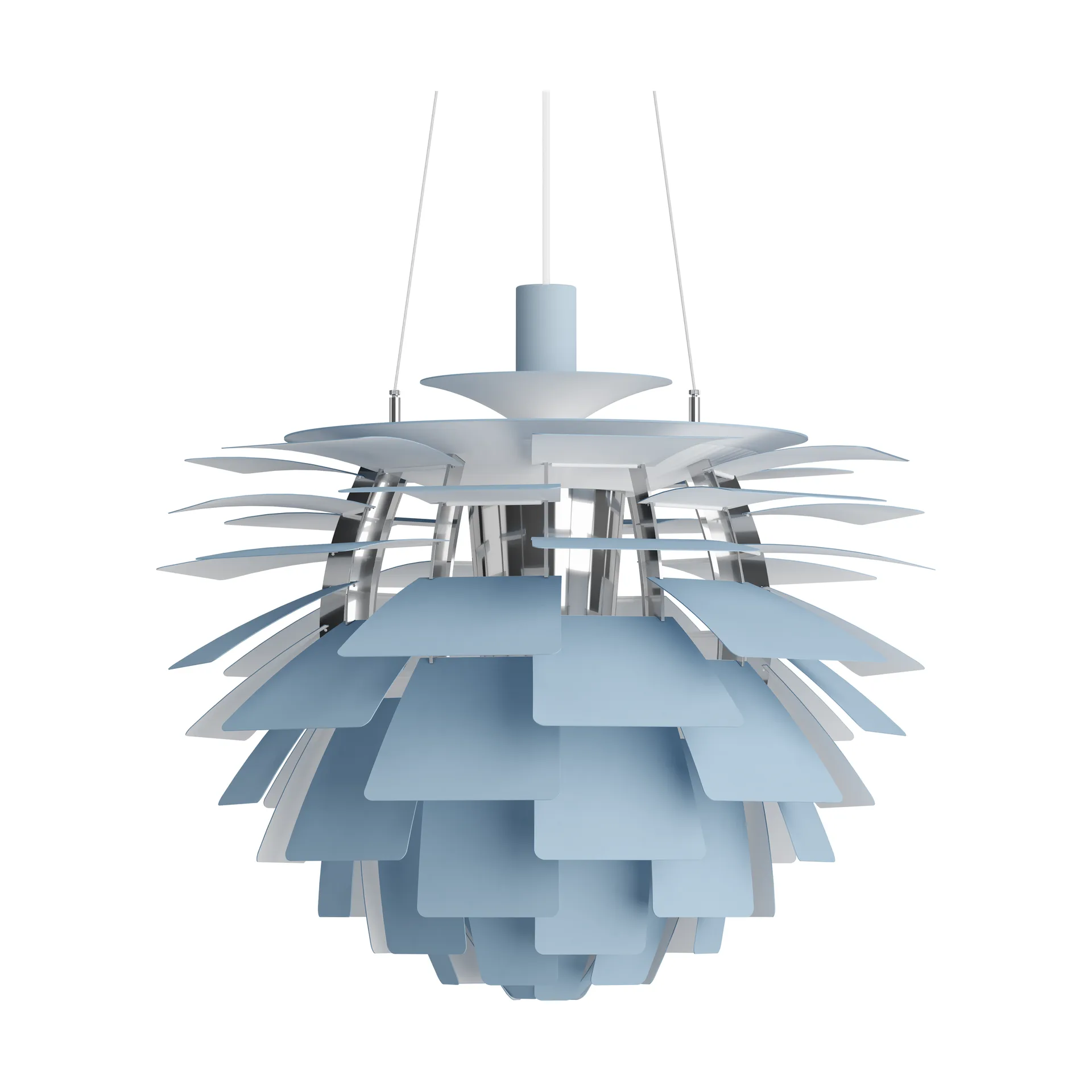 Lámpara colgante PH Artichoke Ø60 cm, Dusty blue-high lustre chrome plated Louis Poulsen