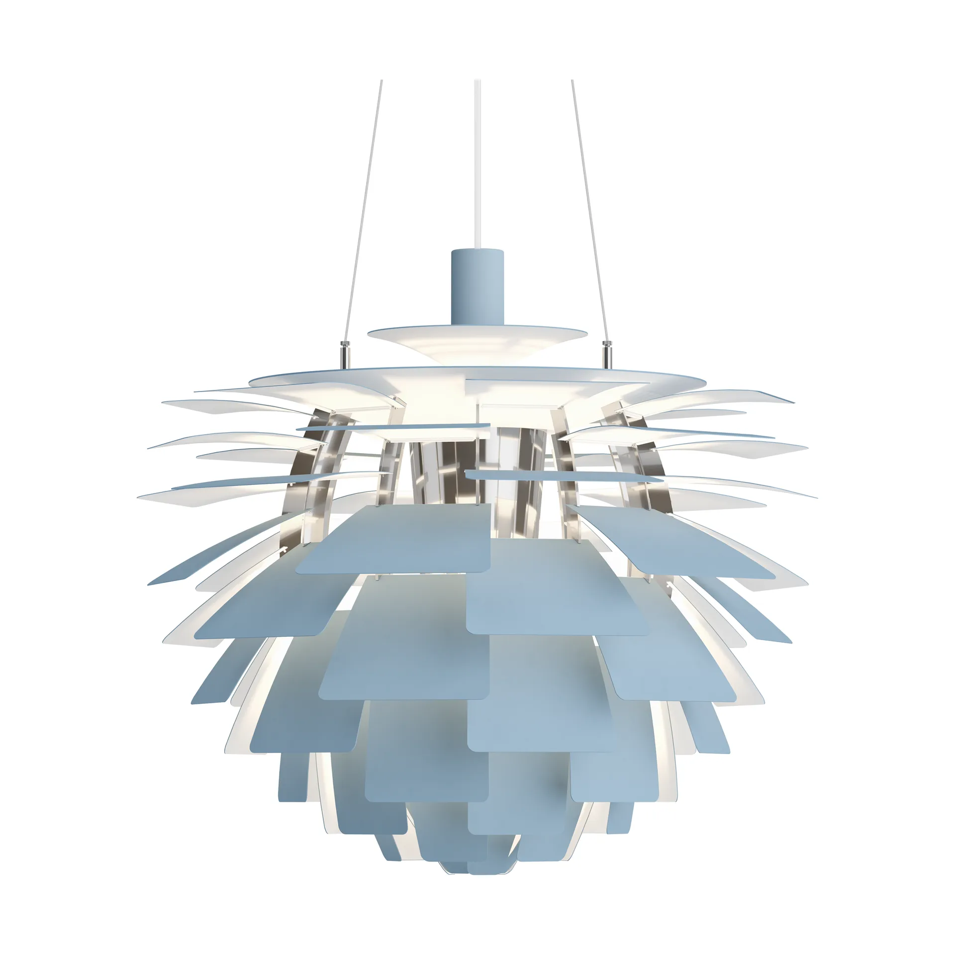 Lámpara colgante PH Artichoke Ø60 cm, Dusty blue-high lustre chrome plated Louis Poulsen