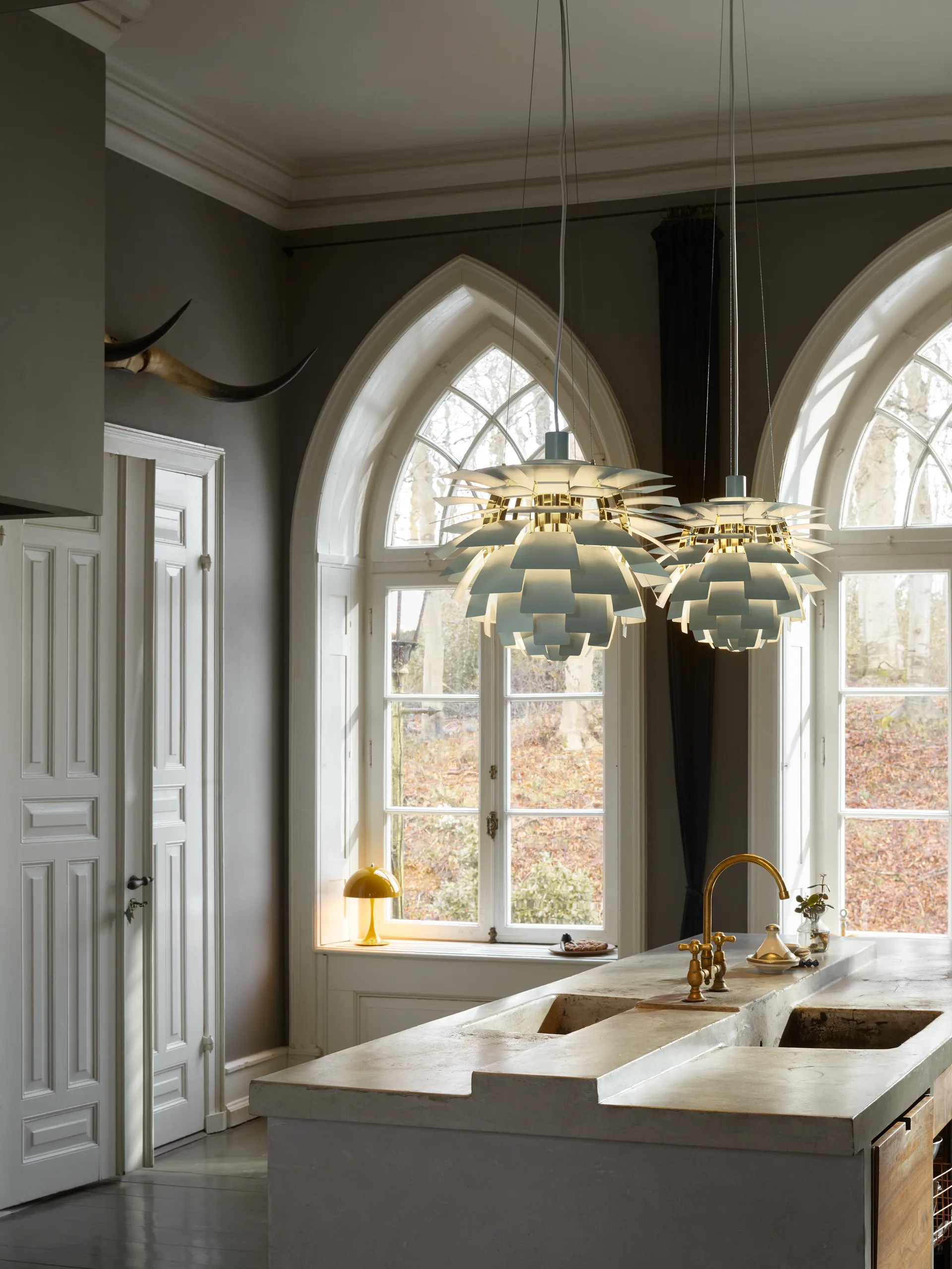 Lámpara colgante PH Artichoke Ø60 cm, Dusty green-high lustre chrome plated Louis Poulsen