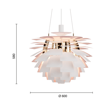 Lámpara colgante PH Artichoke Anniversary edition - Matte white-pale rose Ø60 cm - Louis Poulsen