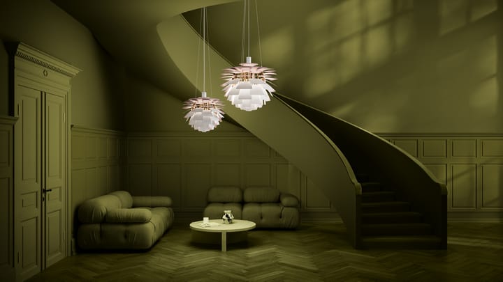 Lámpara colgante PH Artichoke Anniversary edition, Matte white-pale rose Ø60 cm Louis Poulsen