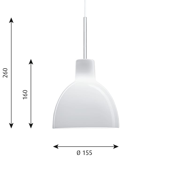 Lámpara colgante Toldbod 155, Vidrio opal blanco Louis Poulsen