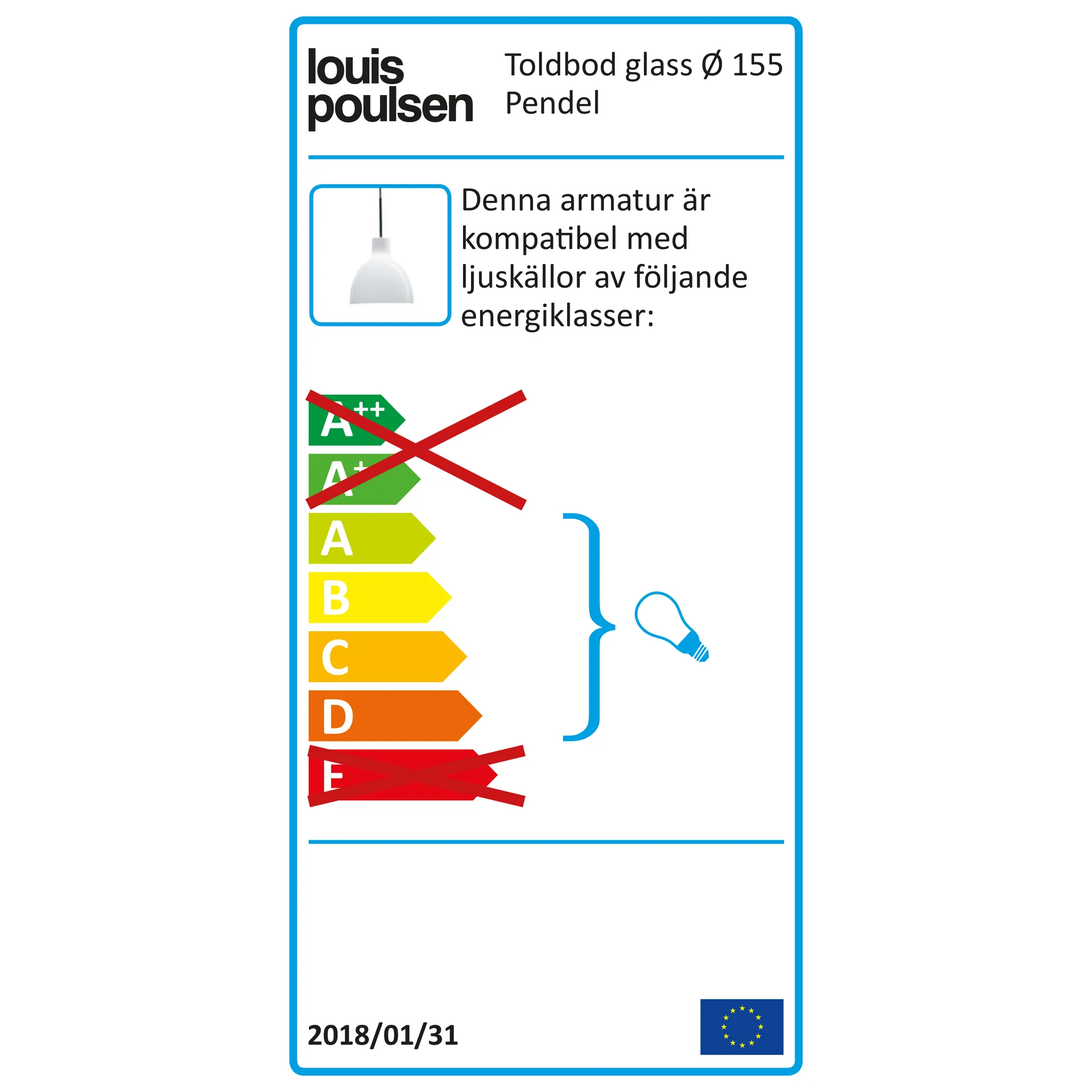 Lámpara colgante Toldbod 155, Vidrio opal blanco Louis Poulsen