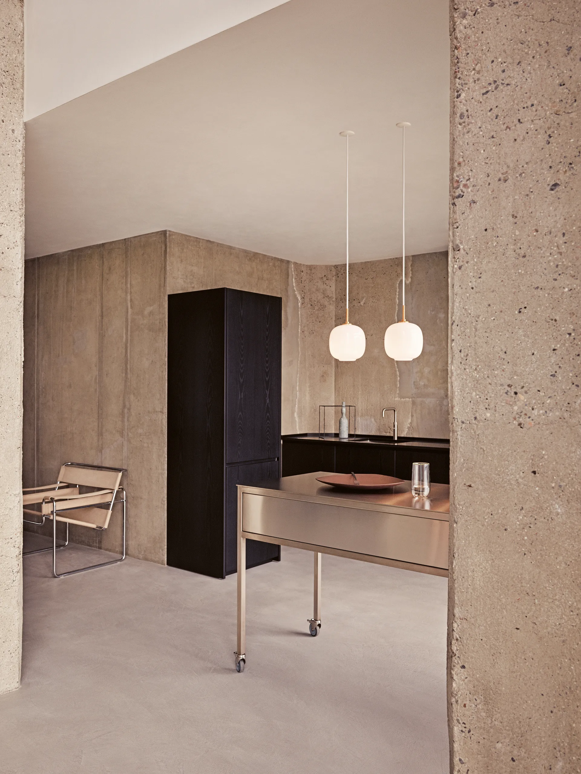 Lámpara colgante VL45 Radiohus Ø25 cm, Brass-white opal glass Louis Poulsen