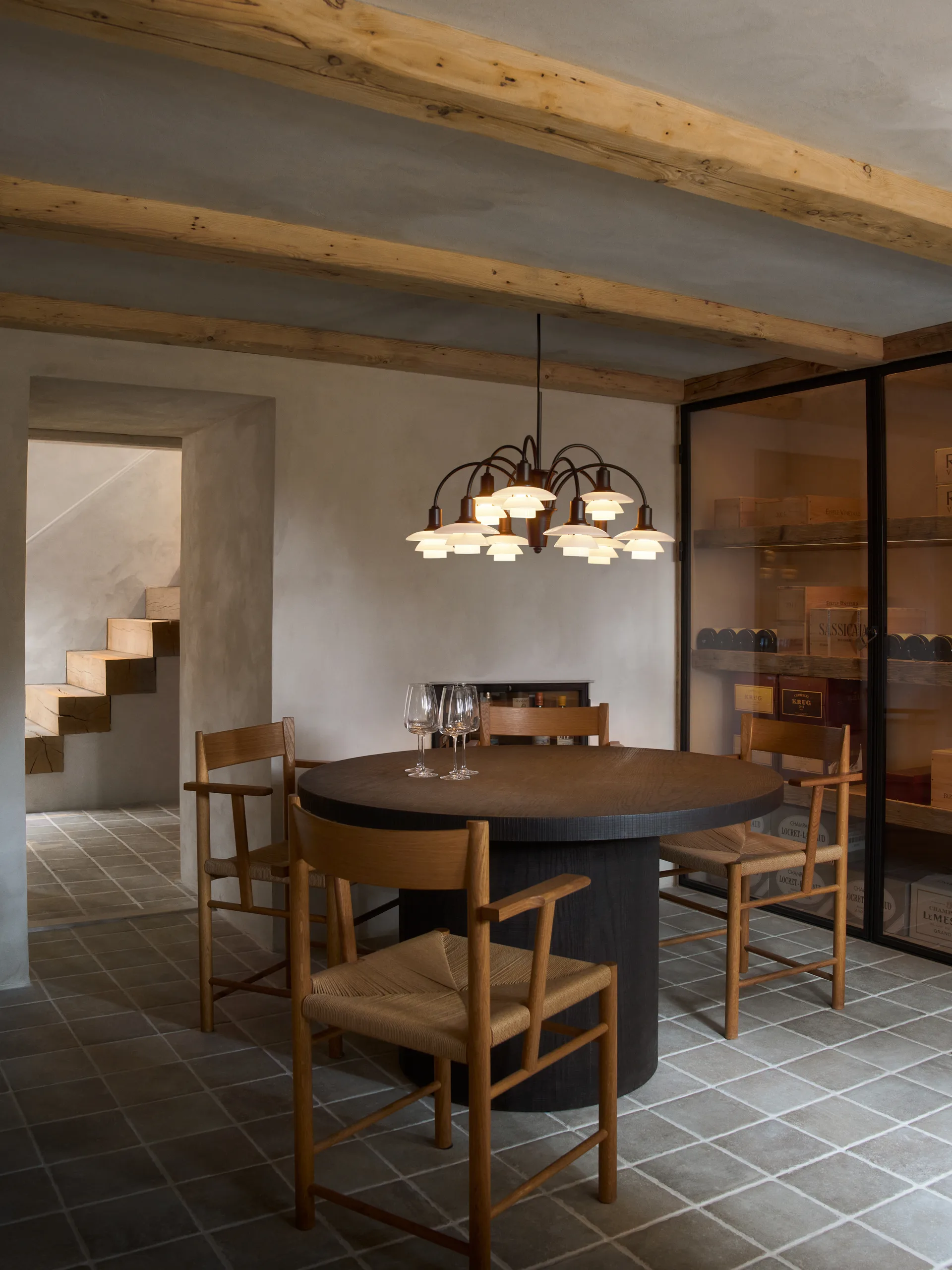 Lámpara de araña PH 1/1 Chandelier Centenary Edition , Brass-dusty terracotta, 9 brazos Louis Poulsen