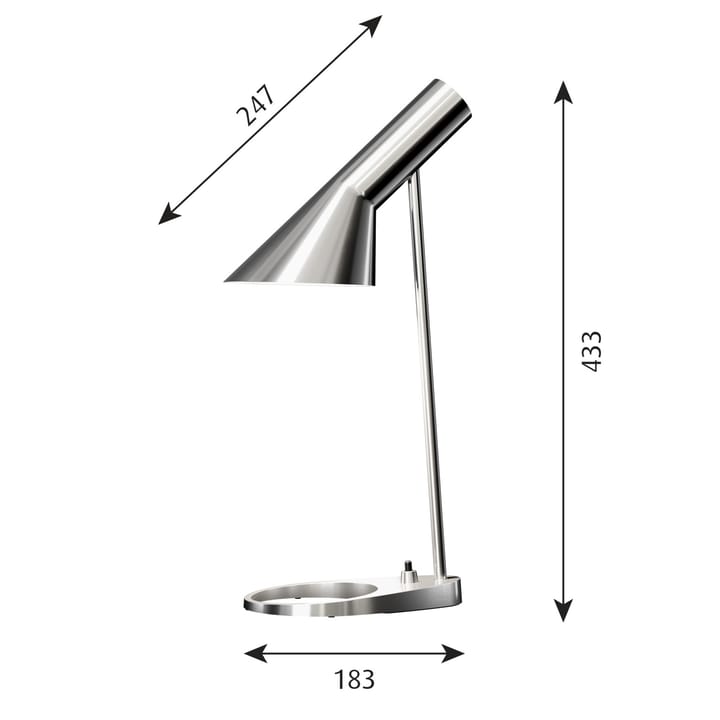 Lámpara de mesa AJ MINI, Acero inoxidable pulido Louis Poulsen