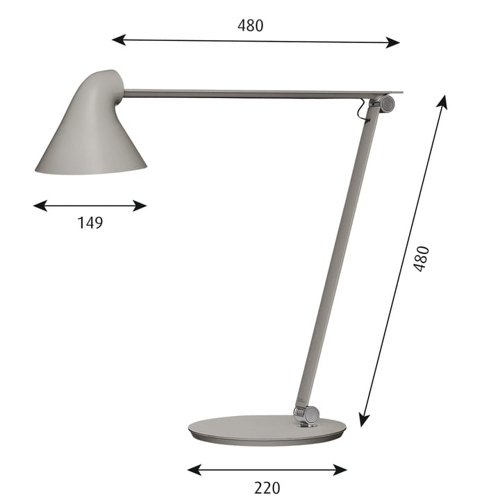 Lámpara de mesa NJP, Gris claro Louis Poulsen
