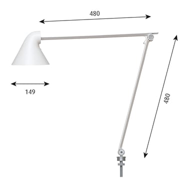 Lámpara de mesa NJP pasador Ø10 mm - Blanco - Louis Poulsen