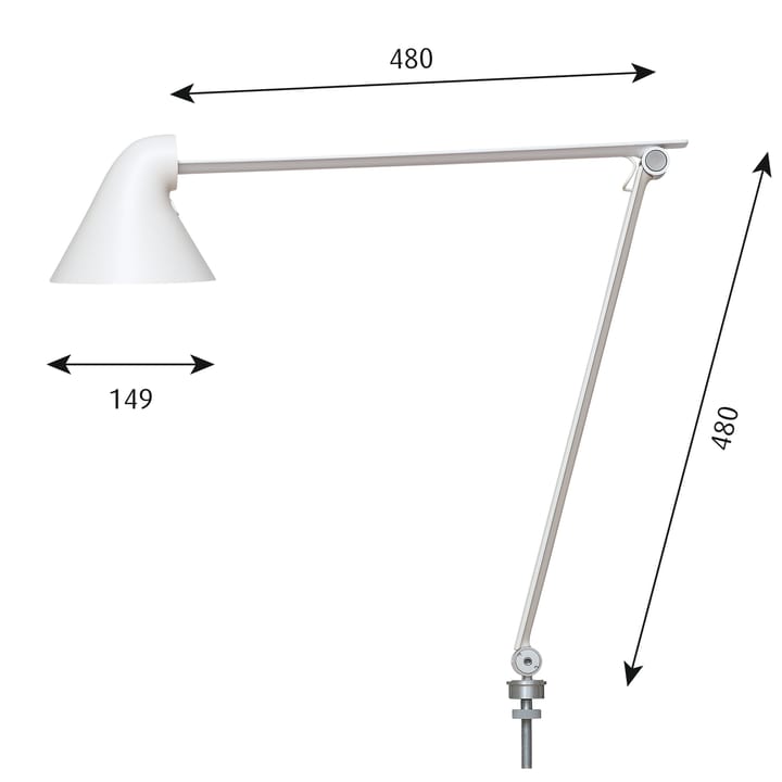 Lámpara de mesa NJP pasador Ø10 mm, Blanco Louis Poulsen