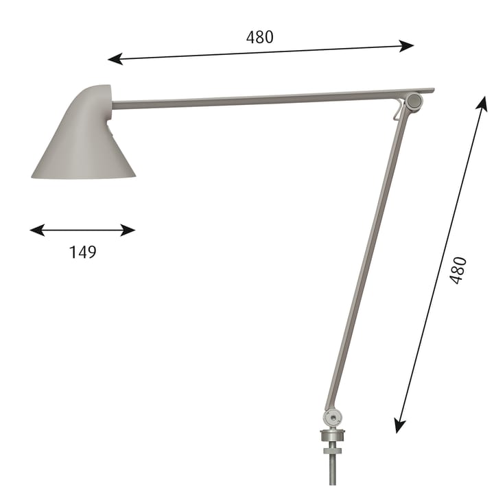 Lámpara de mesa NJP pasador Ø10 mm, Gris claro Louis Poulsen