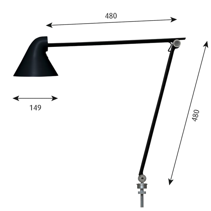 Lámpara de mesa NJP pasador Ø10 mm, Negro Louis Poulsen