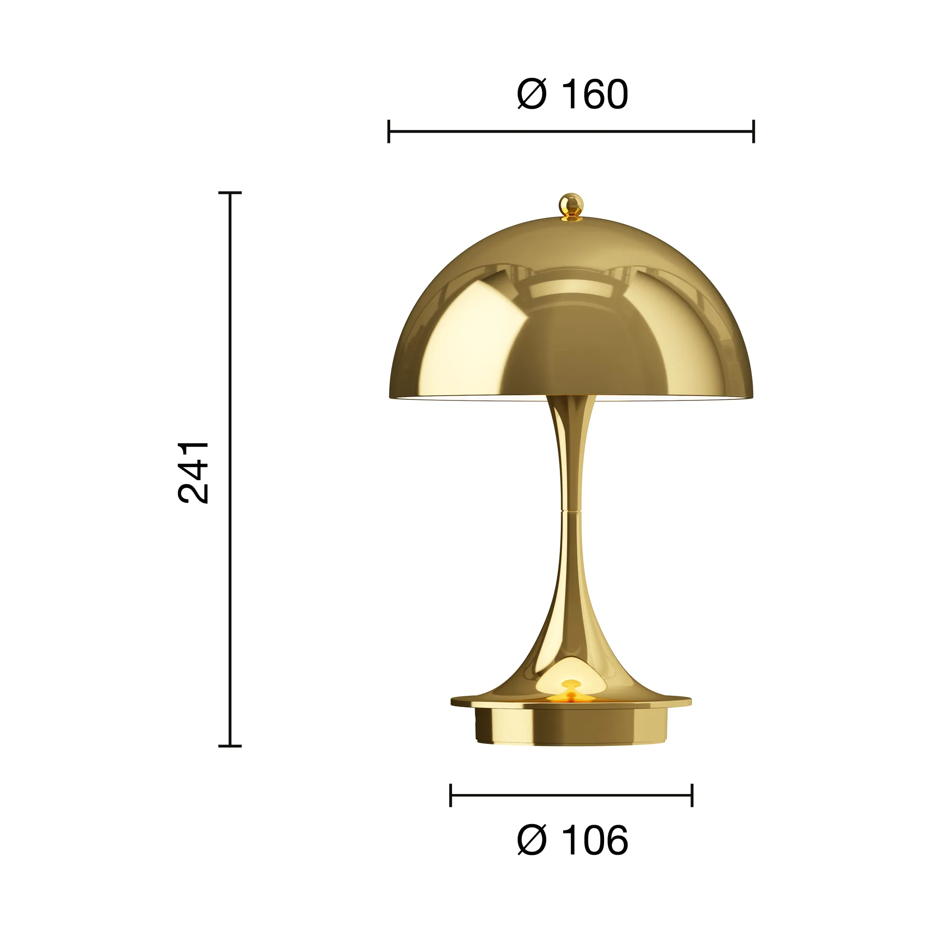 Lámpara de mesa Panthella 160 Portable v3, Brass metallised Louis Poulsen