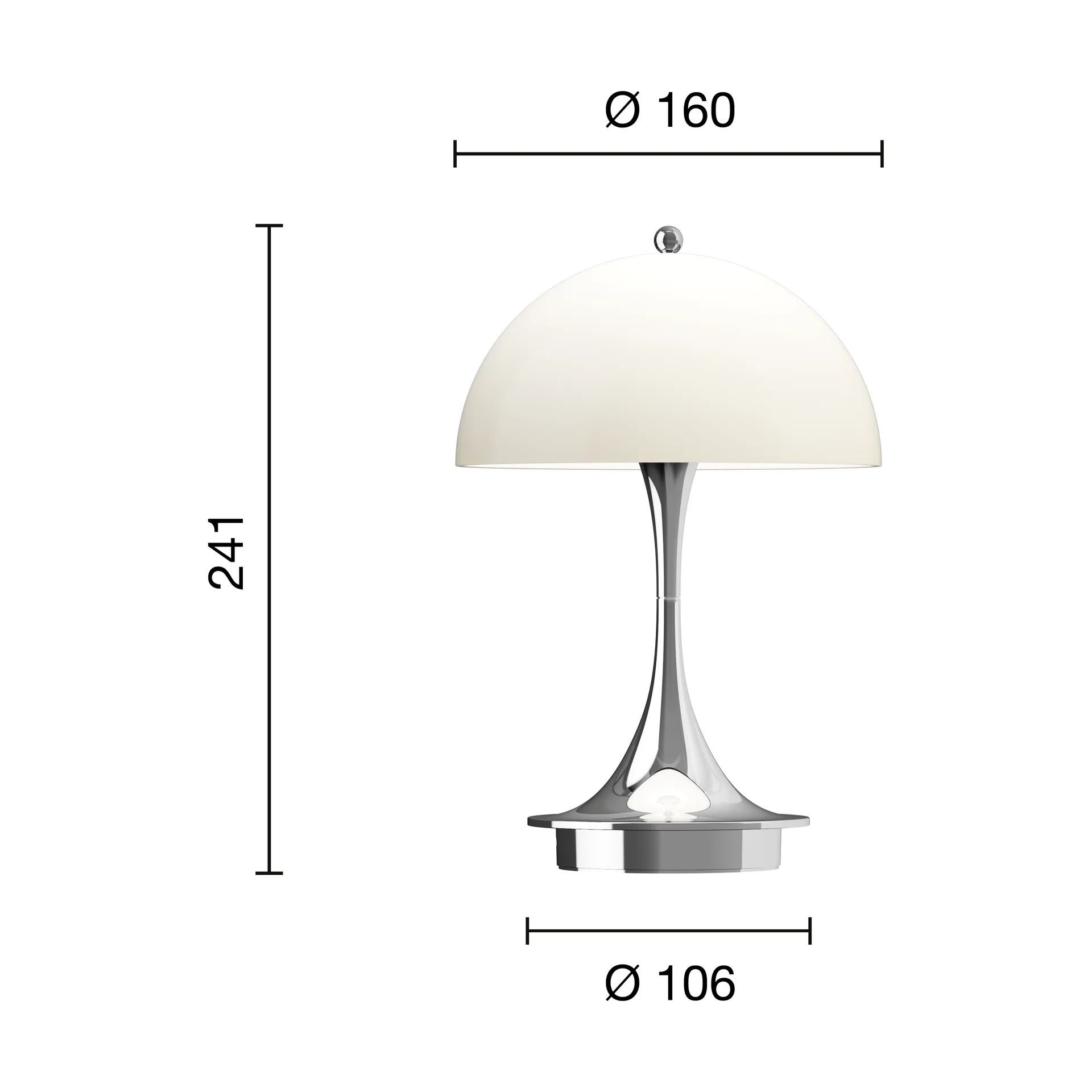 Lámpara de mesa Panthella 160 Portable v3, Chrome opal beige Louis Poulsen