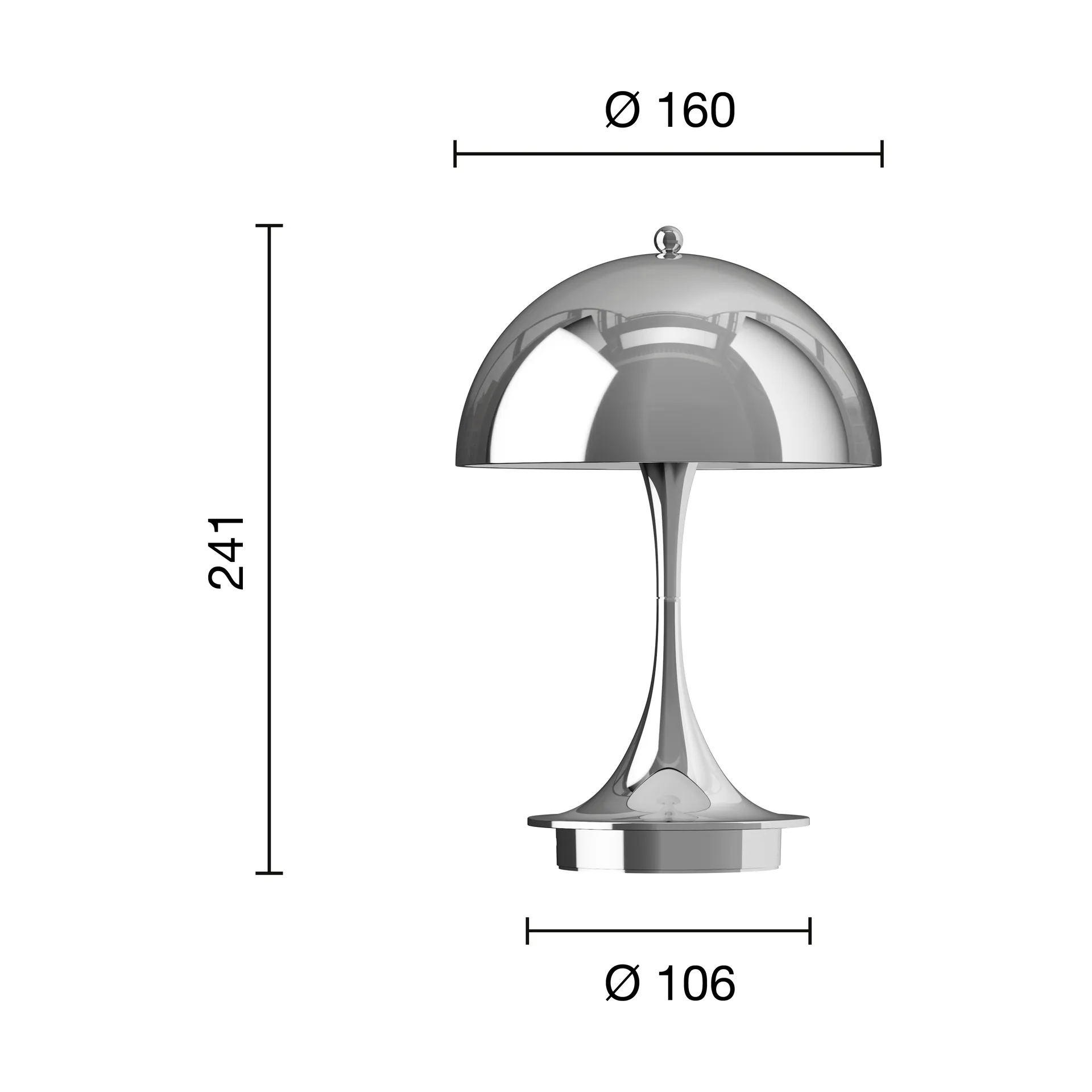 Lámpara de mesa Panthella 160 Portable v3, Chrome Louis Poulsen