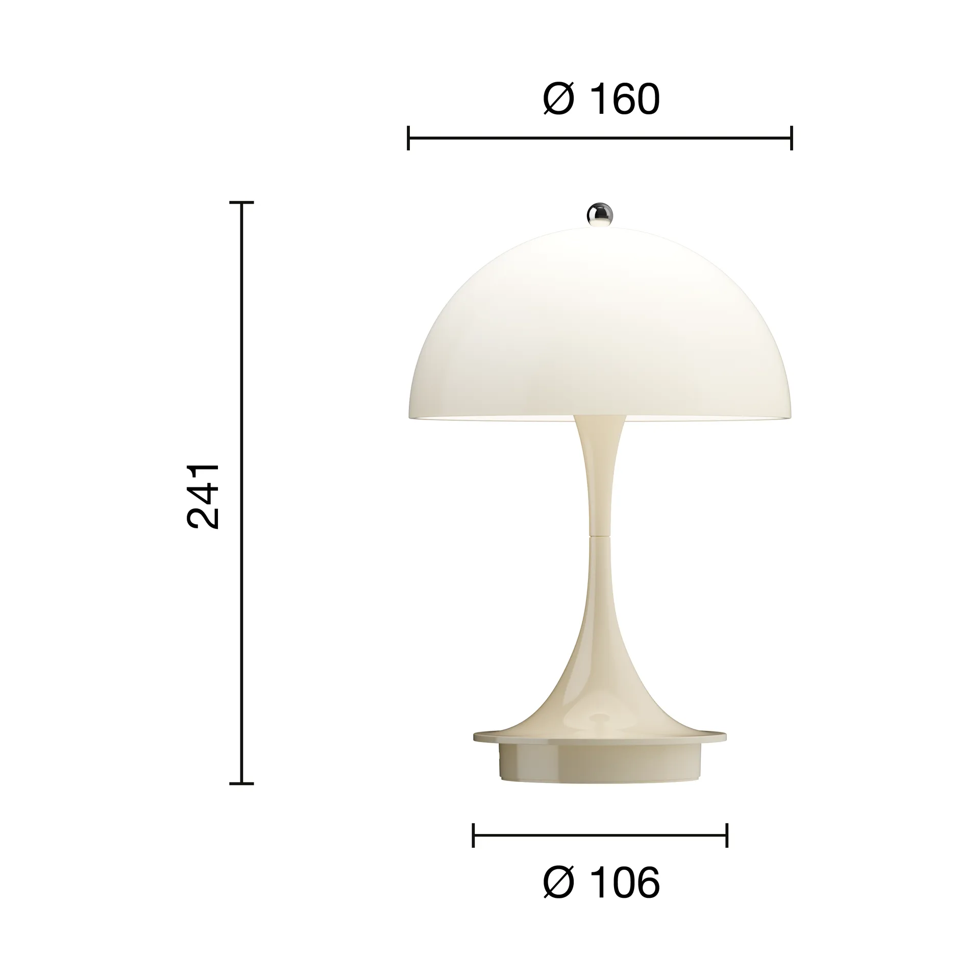 Lámpara de mesa Panthella 160 Portable v3, Opal beige Louis Poulsen
