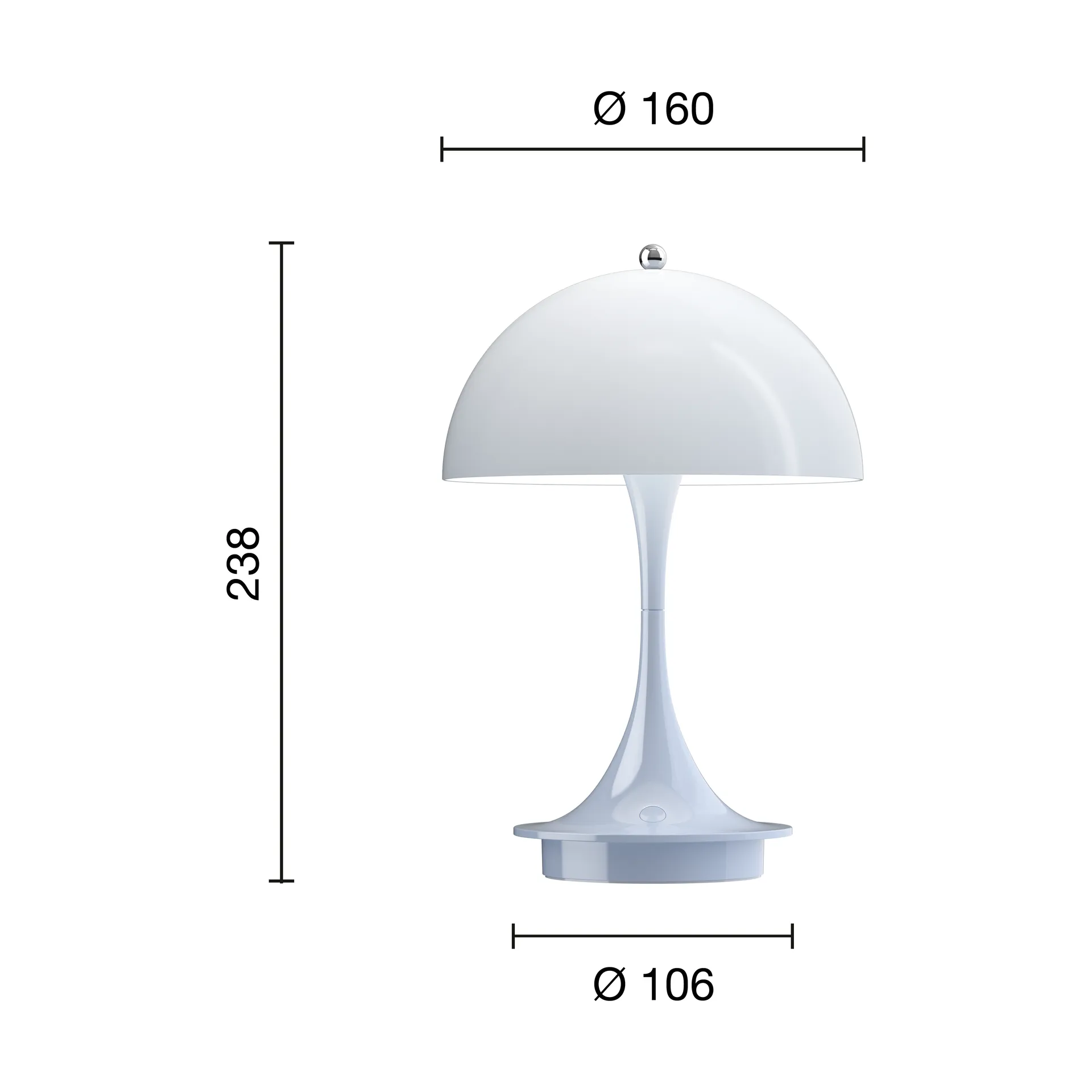 Lámpara de mesa Panthella 160 Portable v3, Opal pale blue Louis Poulsen