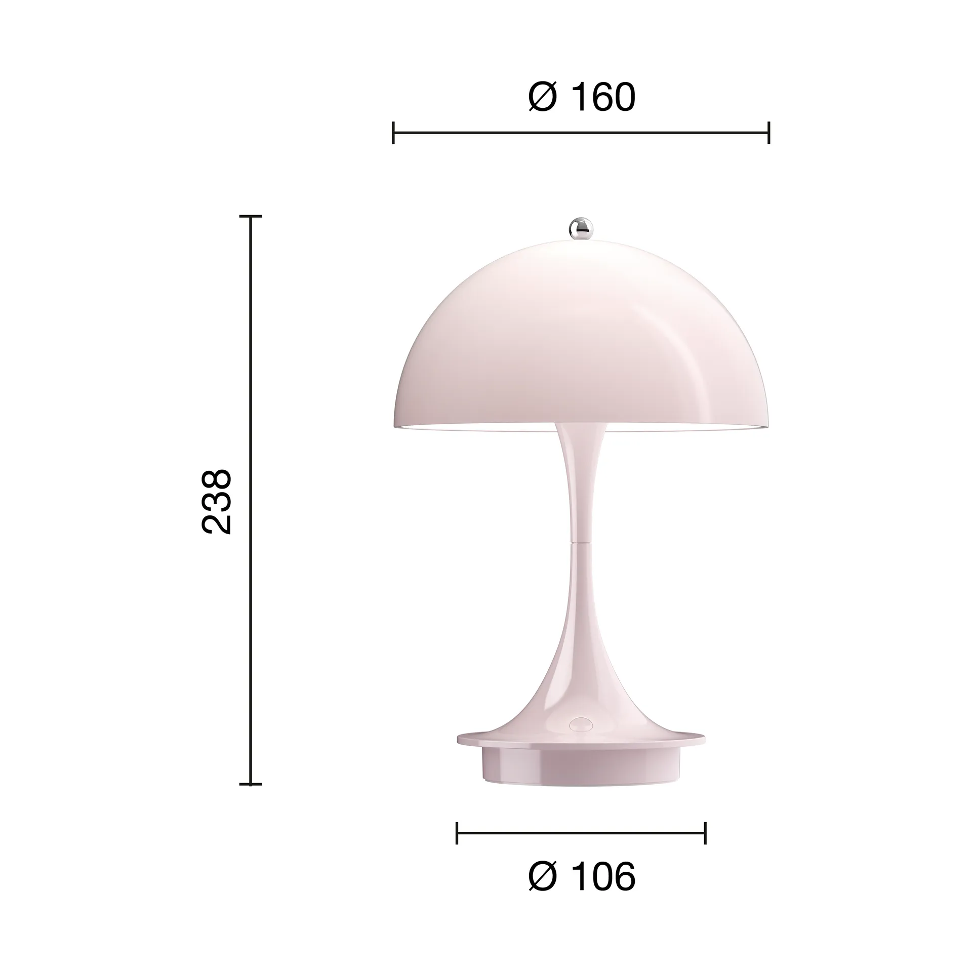 Lámpara de mesa Panthella 160 Portable v3, Opal pale rose Louis Poulsen