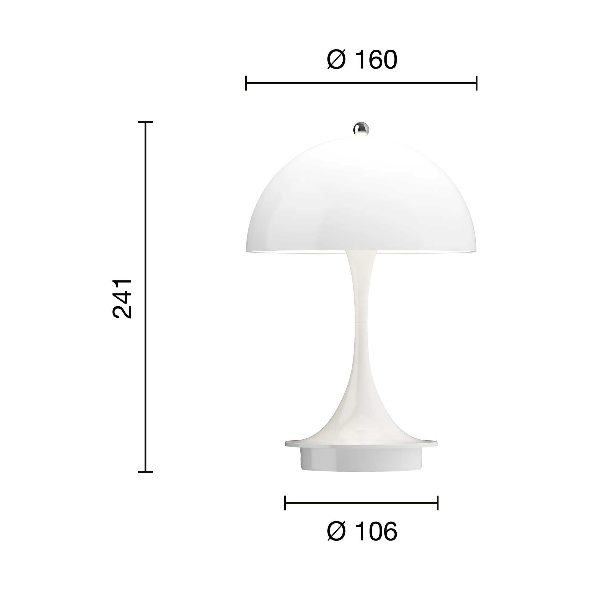 Lámpara de mesa Panthella 160 Portable v3, Opal white Louis Poulsen