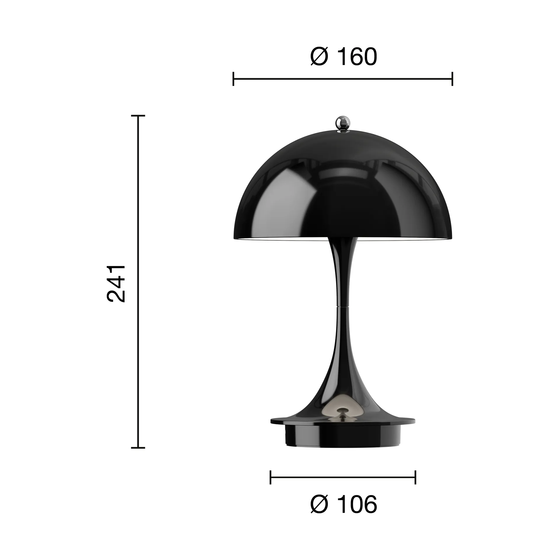 Lámpara de mesa Panthella 160 Portable v3, Opaque black Louis Poulsen