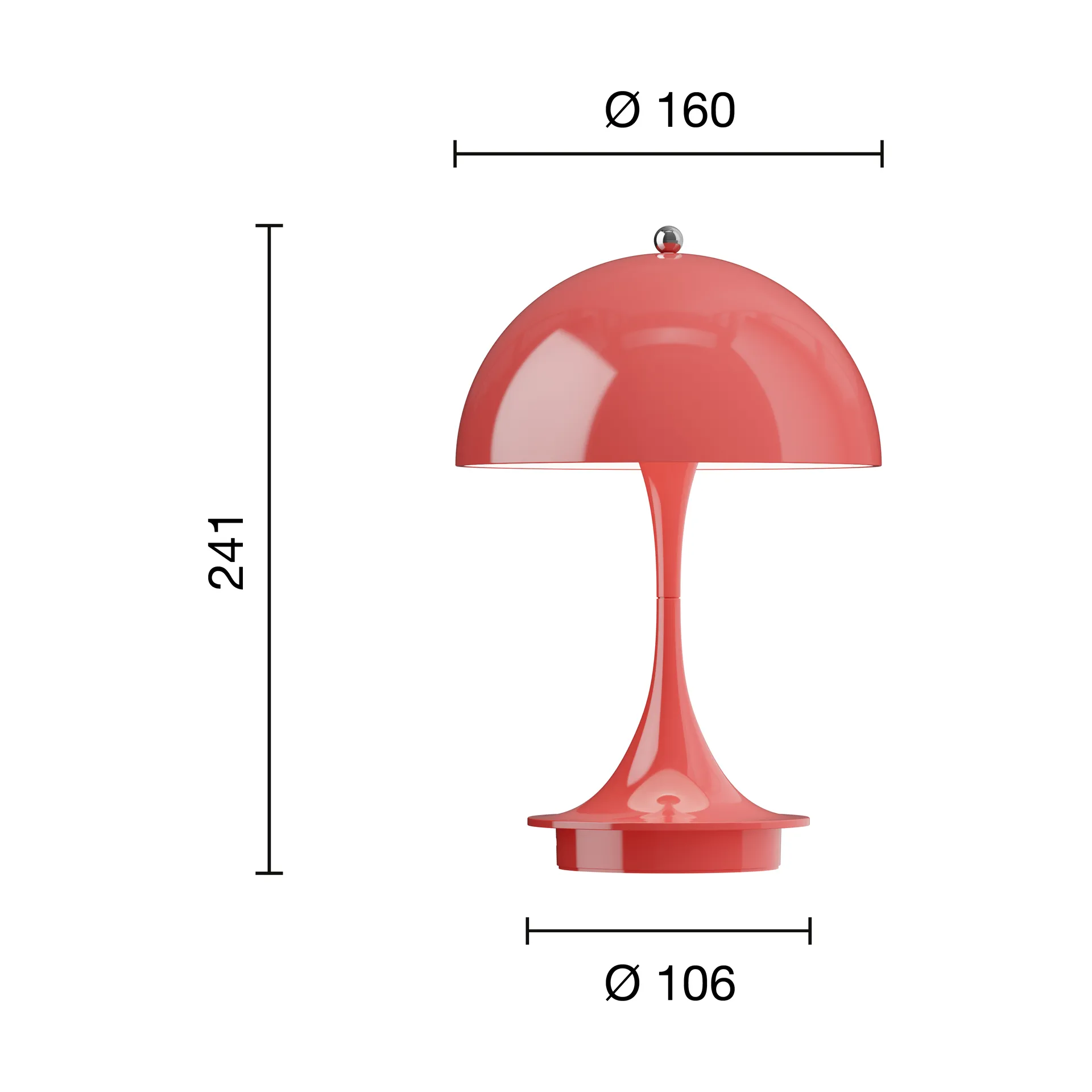 Lámpara de mesa Panthella 160 Portable v3, Opaque coral Louis Poulsen