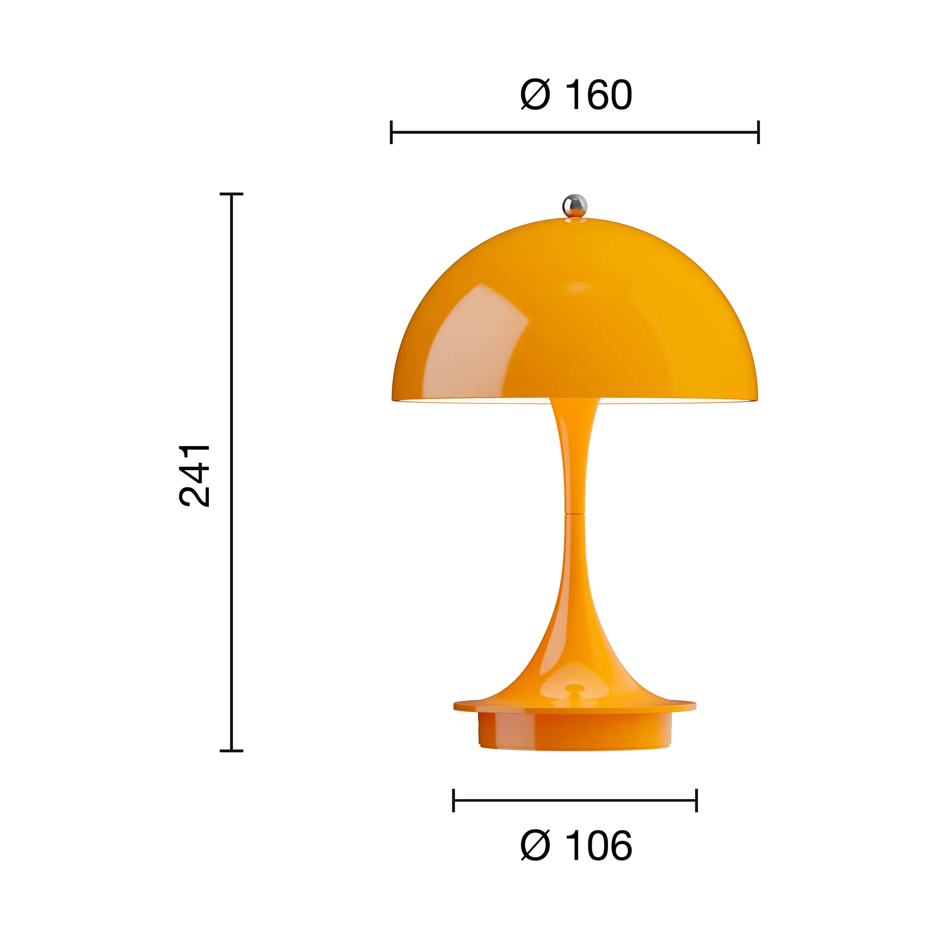 Lámpara de mesa Panthella 160 Portable v3, Opaque orange Louis Poulsen