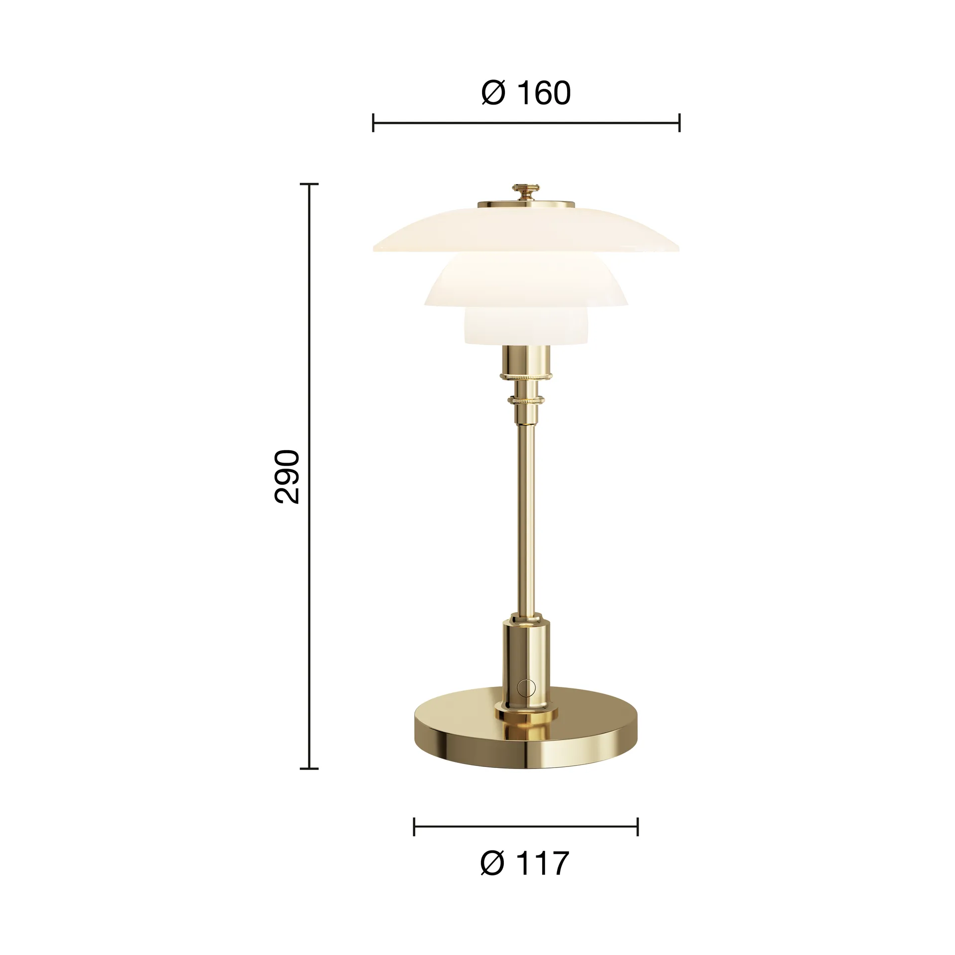 Lámpara de mesa PH 1/1 portátil, Chapado en latón Louis Poulsen