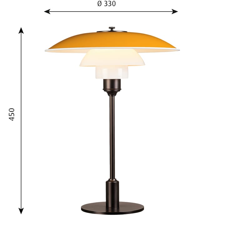 Lámpara de mesa PH 3½-2½, Amarillo Louis Poulsen