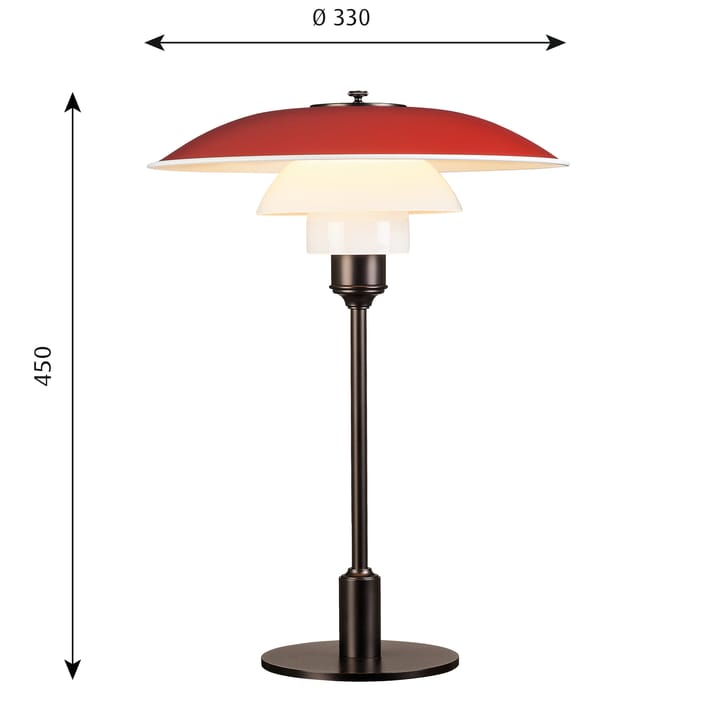 Lámpara de mesa PH 3½-2½, Rojo Louis Poulsen
