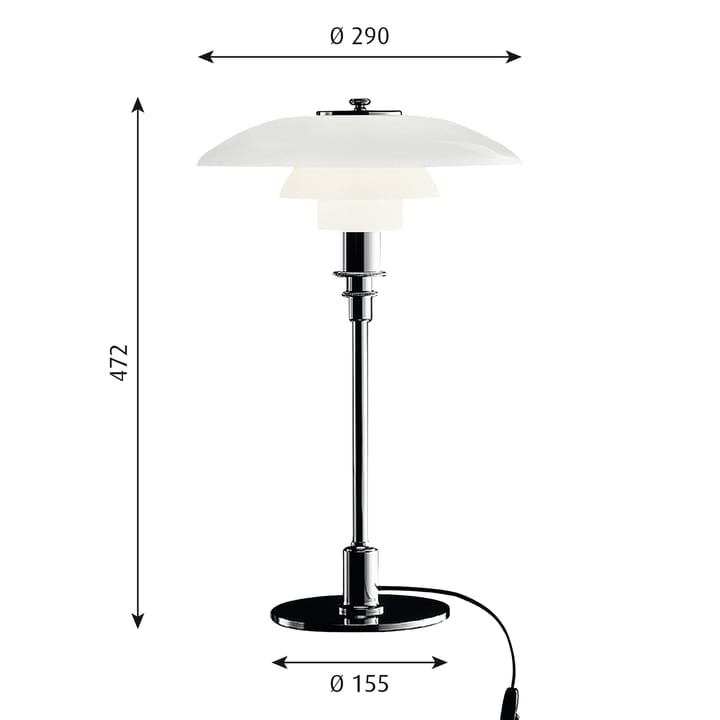 Lámpara de mesa PH 3/2, Cromo Louis Poulsen