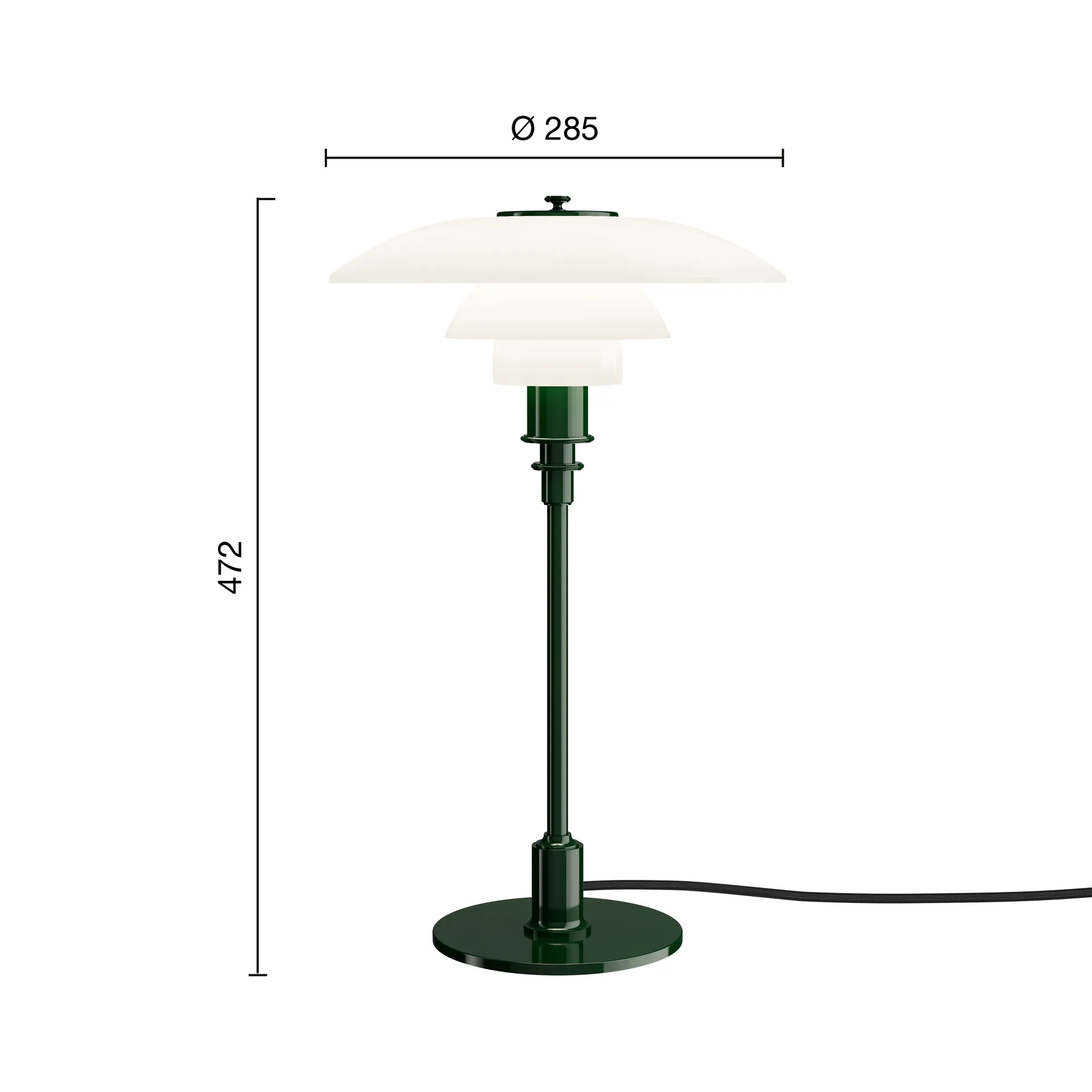 Lámpara de mesa PH 3/2, verde intenso brillante Louis Poulsen