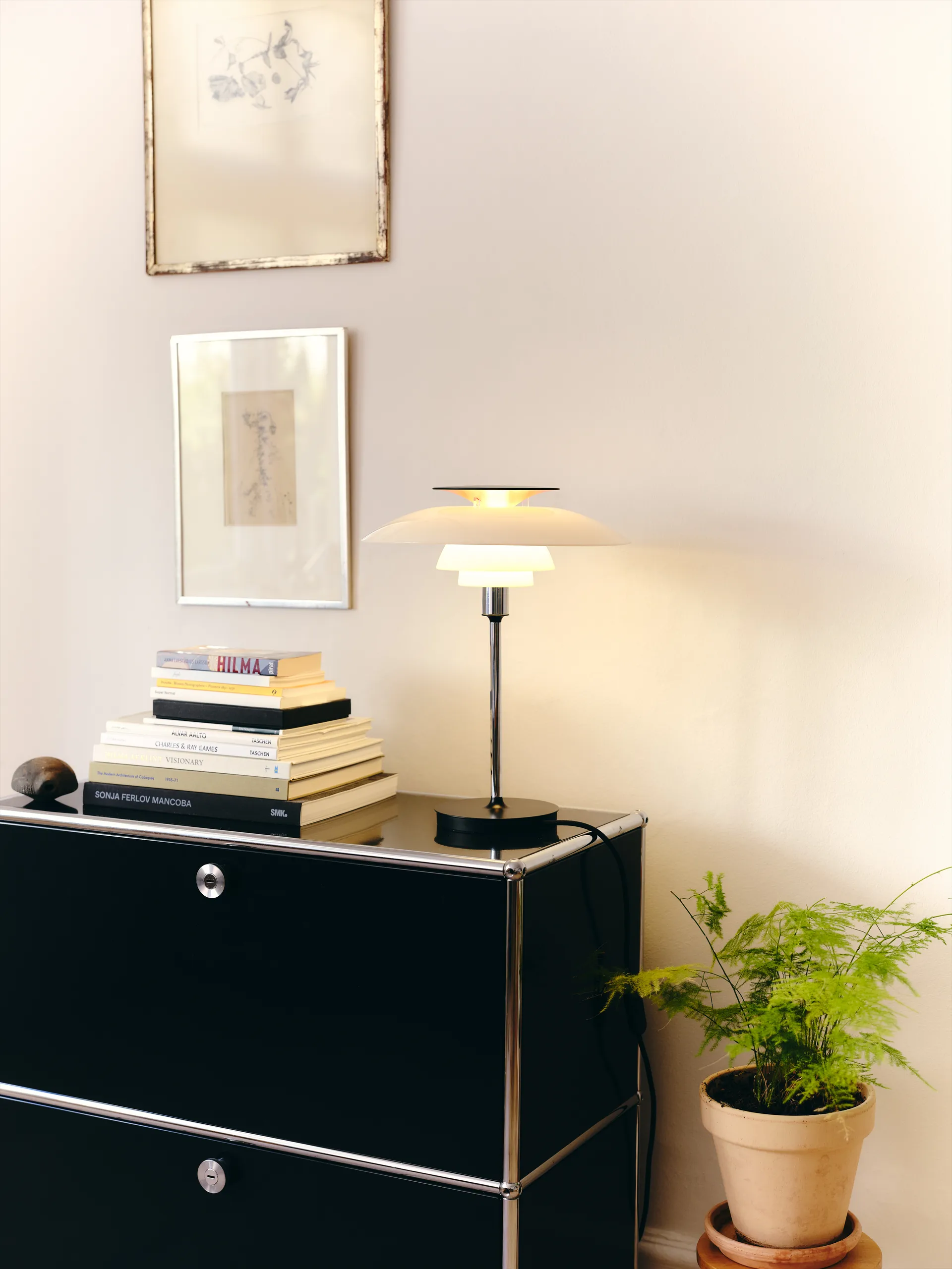 Lámpara de mesa PH 80, Opal blanco, cromado Louis Poulsen