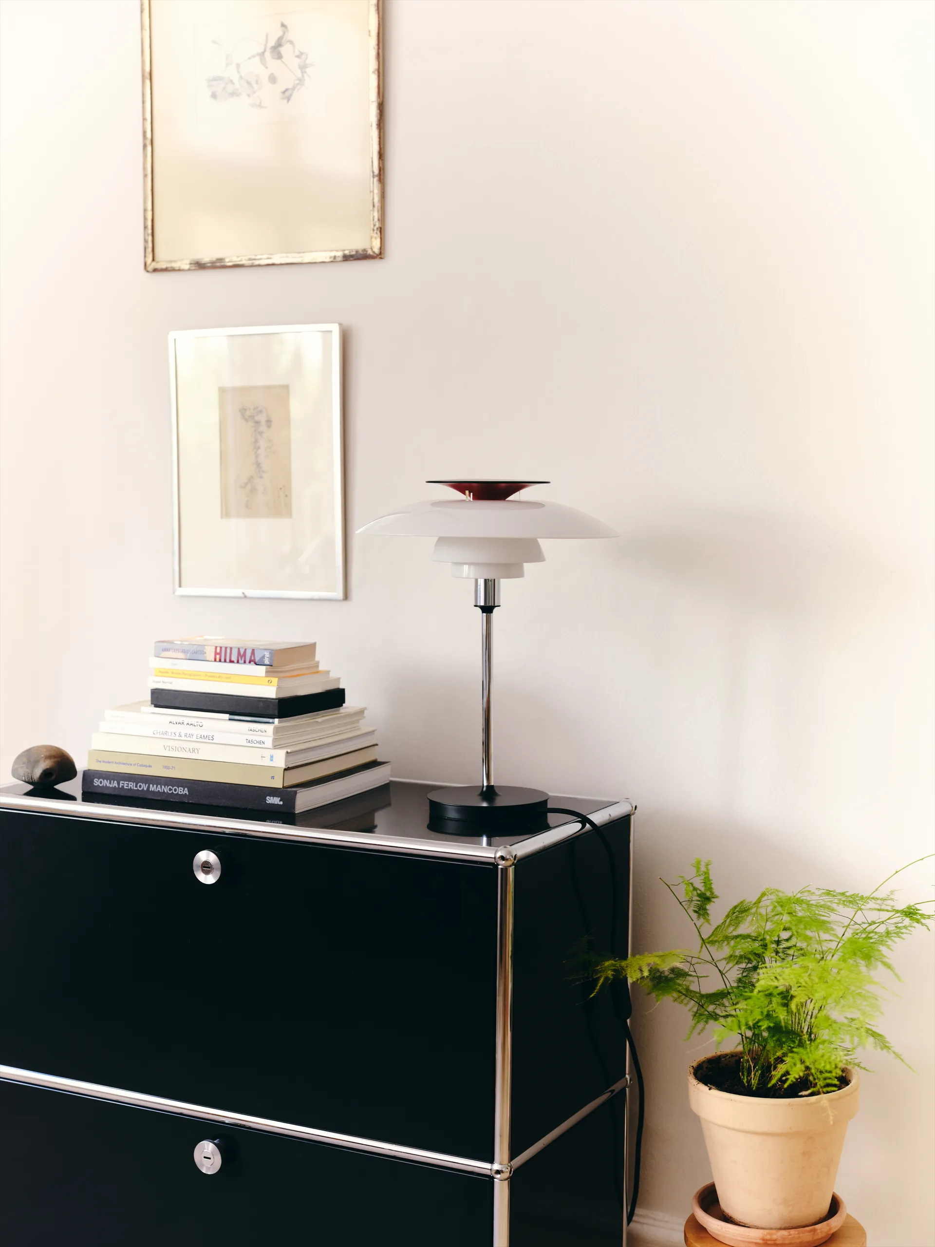 Lámpara de mesa PH 80, Opal blanco, cromado Louis Poulsen