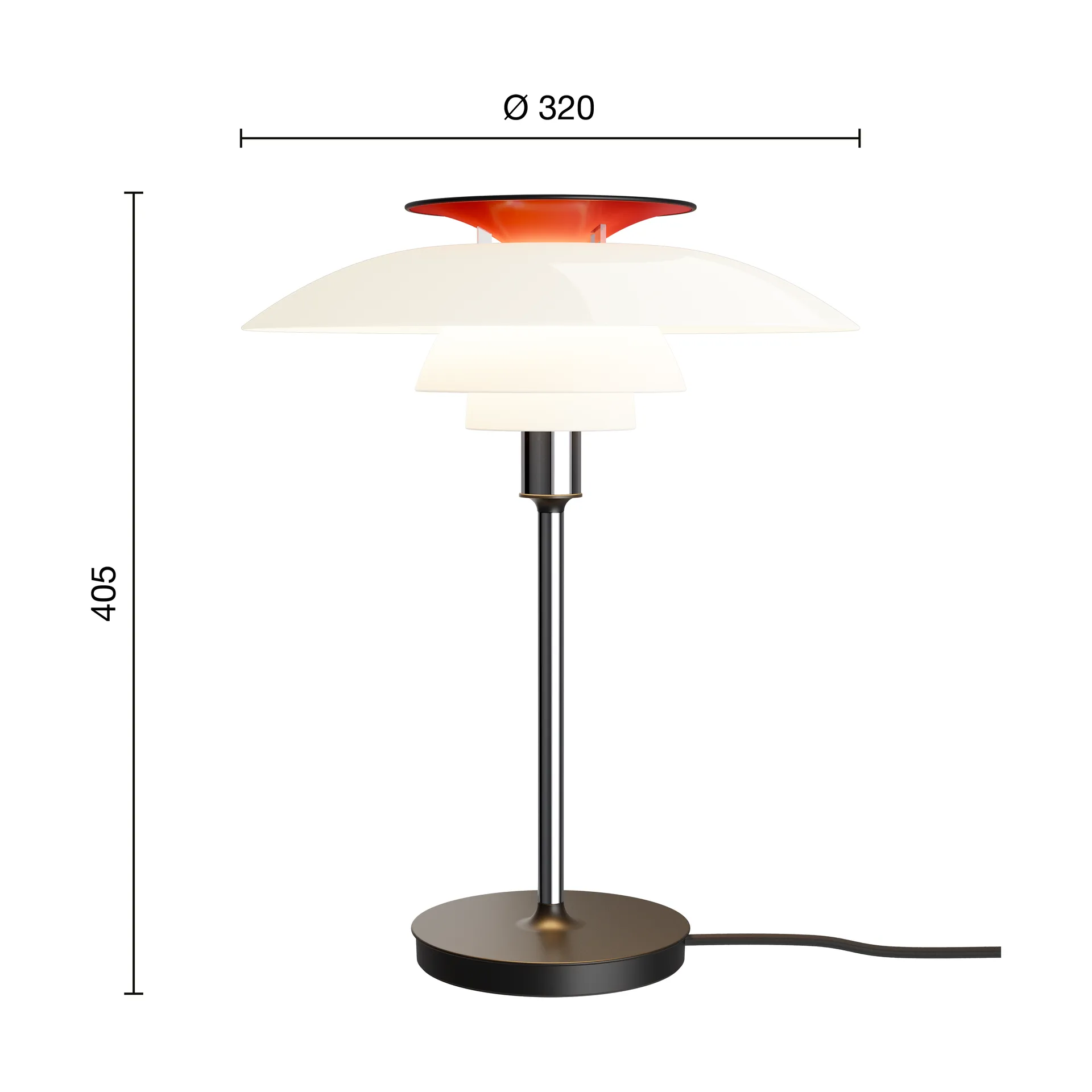 Lámpara de mesa PH 80, Opal blanco, cromado Louis Poulsen