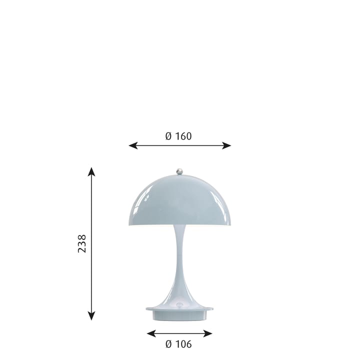 Lámpara de mesa portátil Panthella 160, Azul claro Louis Poulsen