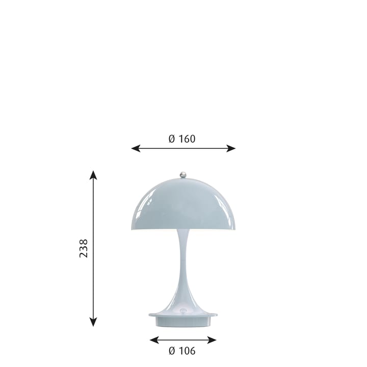Lámpara de mesa portátil Panthella 160 - Azul claro - Louis Poulsen