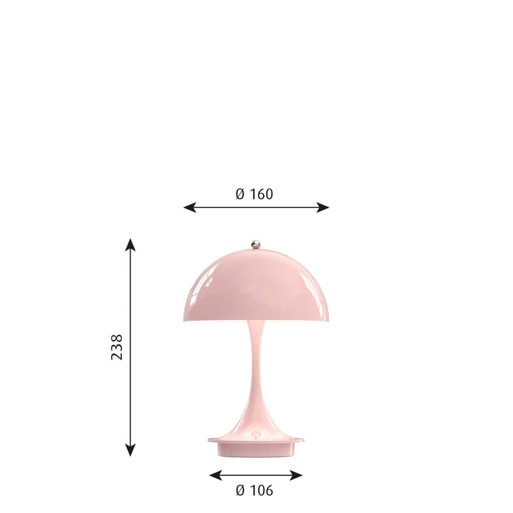 Lámpara de mesa portátil Panthella 160 - Rosa claro - Louis Poulsen