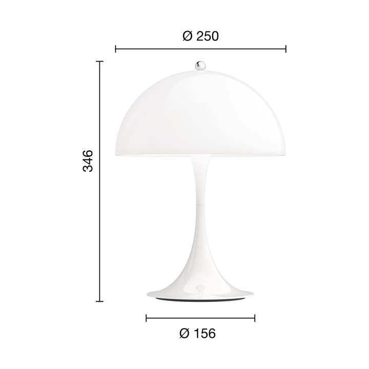Lámpara de mesa portátil Panthella 250, Acrílico opal blanco Louis Poulsen