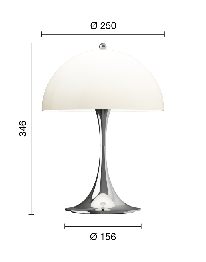 Lámpara de mesa portátil Panthella 250, Chrome opal beige Louis Poulsen