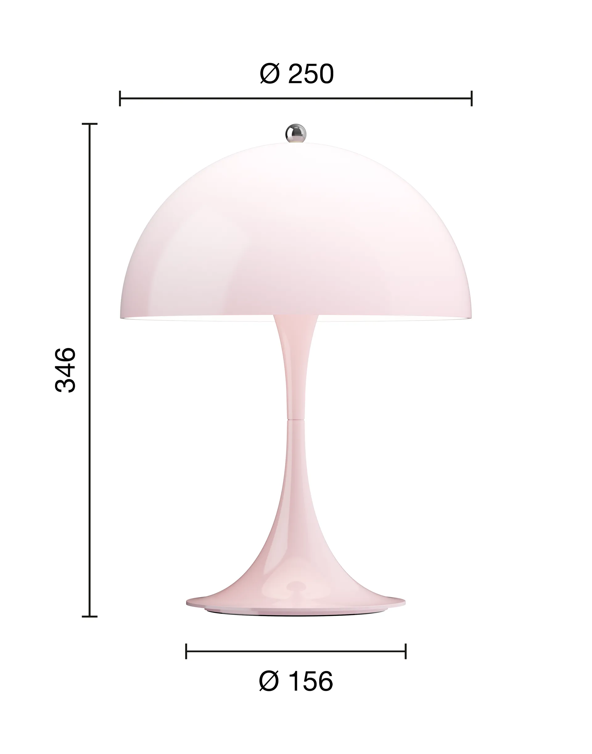 Lámpara de mesa portátil Panthella 250, Opal pale rose Louis Poulsen