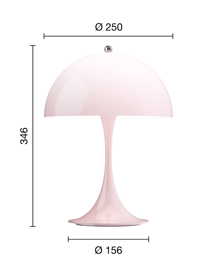 Lámpara de mesa portátil Panthella 250, Opal pale rose Louis Poulsen