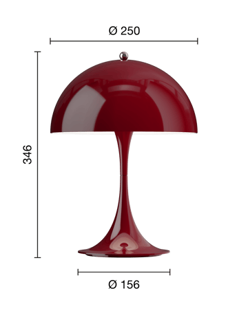 Lámpara de mesa portátil Panthella 250 - Opaque burgundy - Louis Poulsen