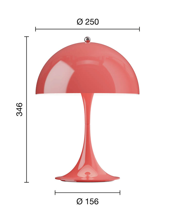 Lámpara de mesa portátil Panthella 250, Opaque coral Louis Poulsen