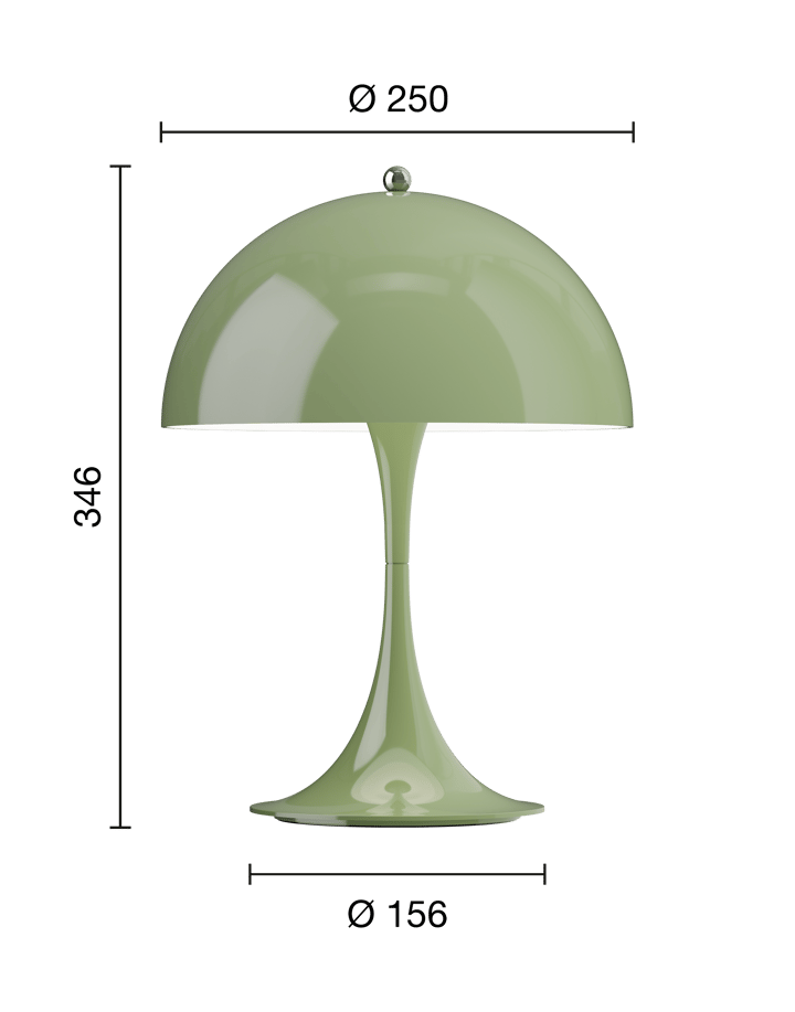 Lámpara de mesa portátil Panthella 250, Opaque moss green Louis Poulsen