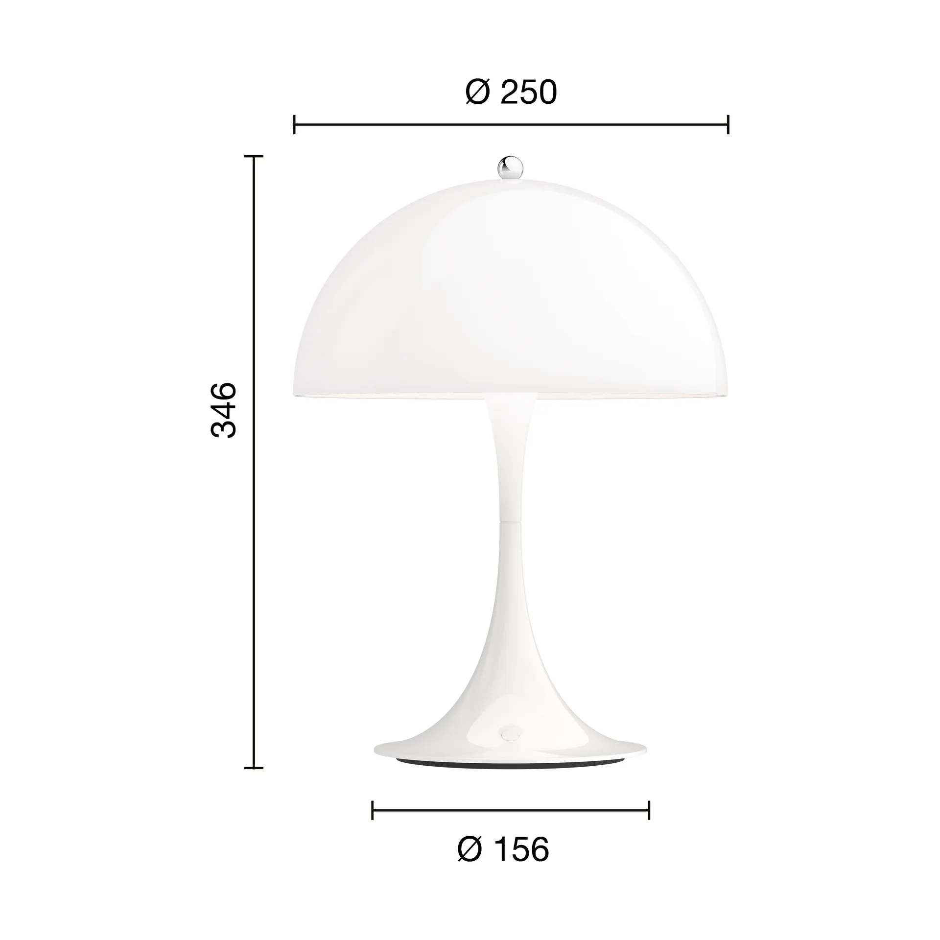 Lámpara de mesa portátil Panthella 250 V3, Acrílico opal blanco Louis Poulsen