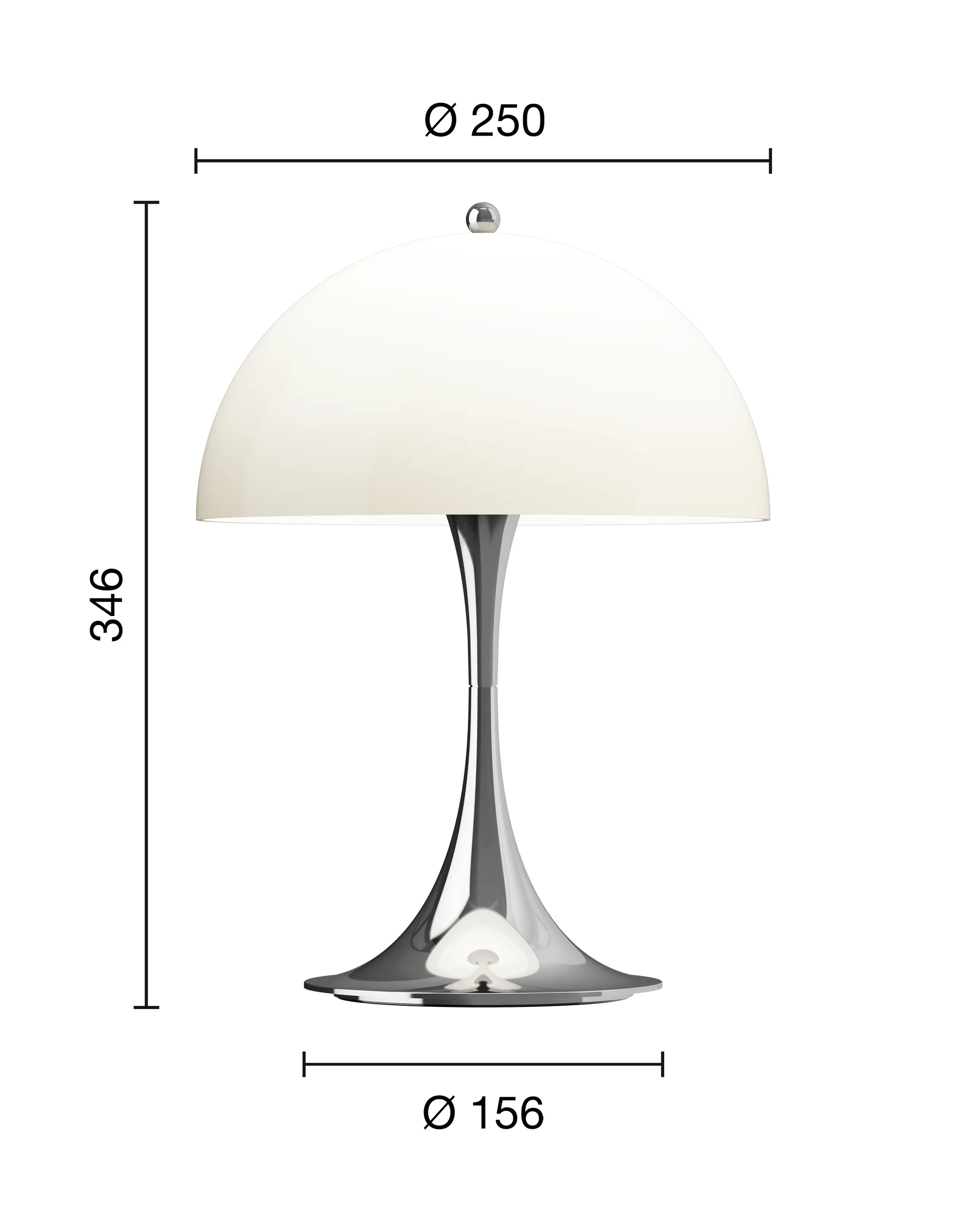 Lámpara de mesa portátil Panthella 250 V3, Chrome opal beige Louis Poulsen