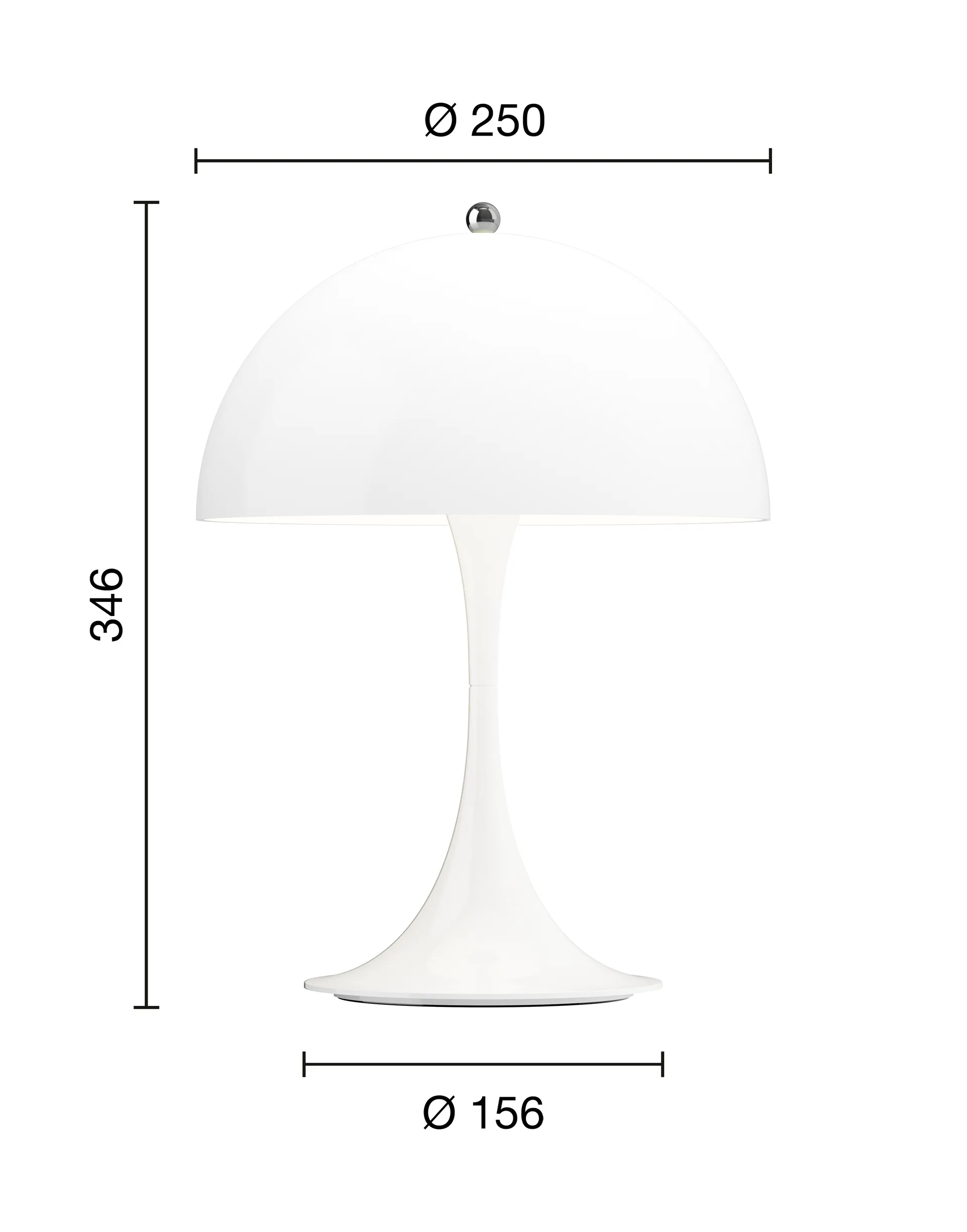 Lámpara de mesa portátil Panthella 250 V3, Opal white Louis Poulsen