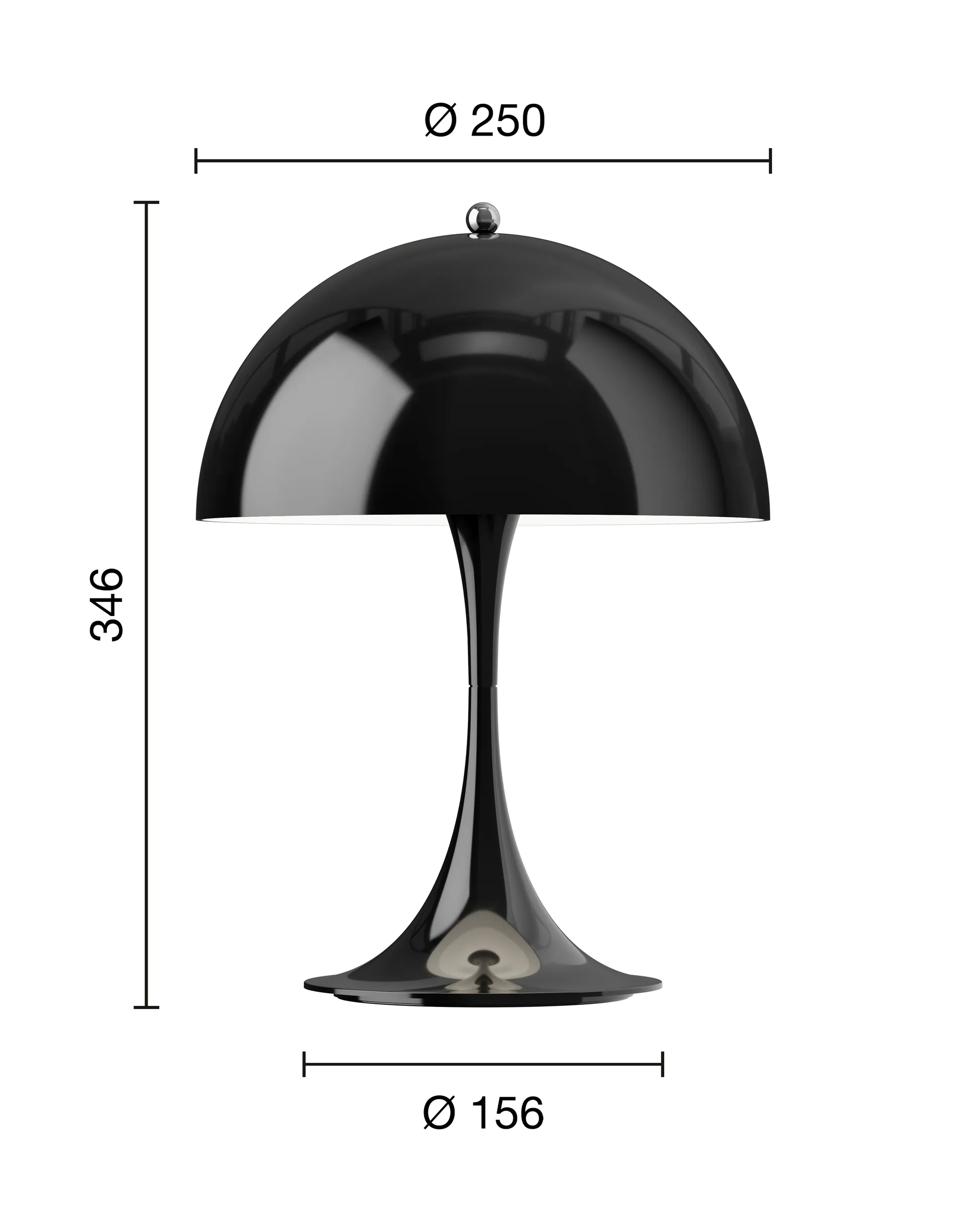 Lámpara de mesa portátil Panthella 250 V3, Opaque black Louis Poulsen