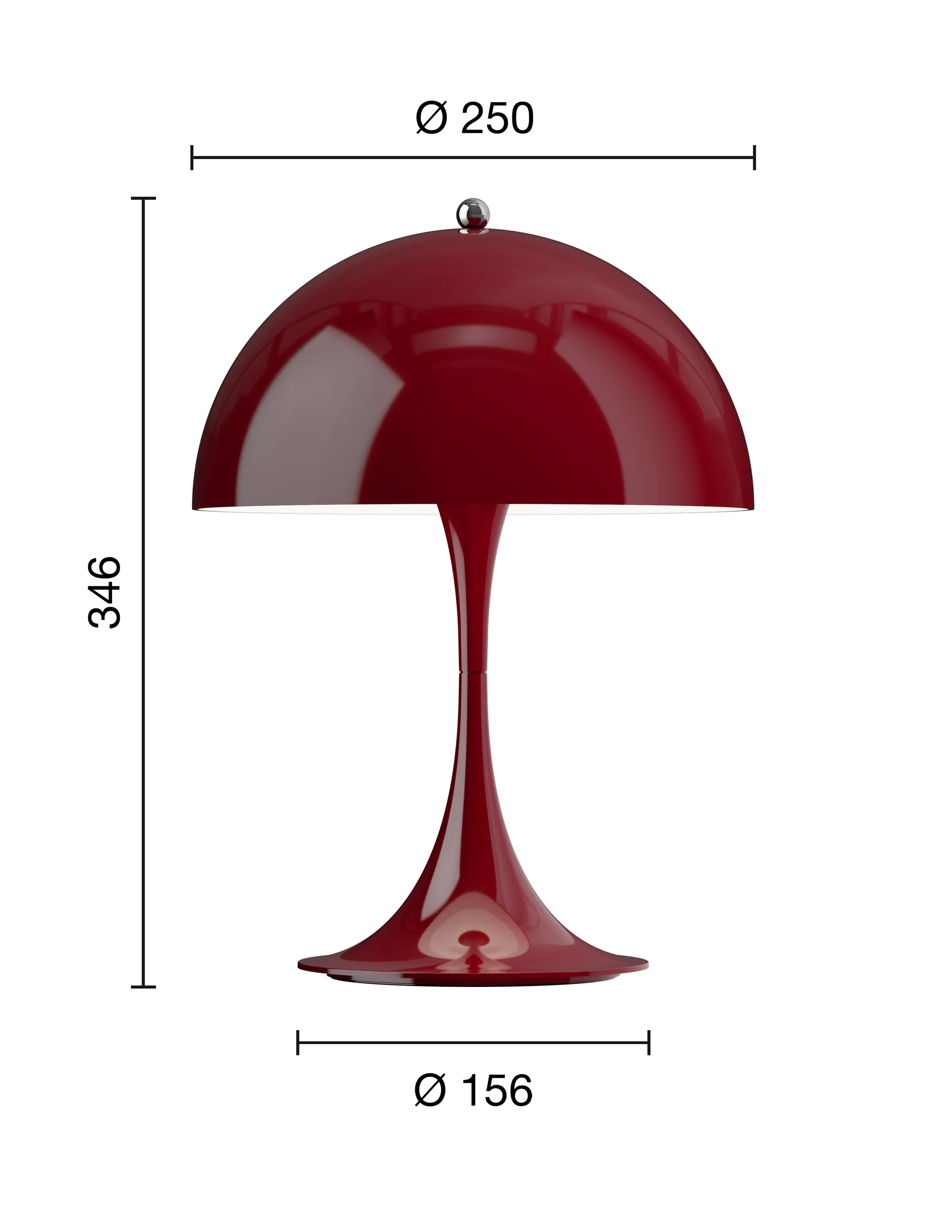 Lámpara de mesa portátil Panthella 250 V3, Opaque burgundy Louis Poulsen