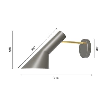 Lámpara de pared AJ instalación fija sin interruptor - Brass-warm grey - Louis Poulsen